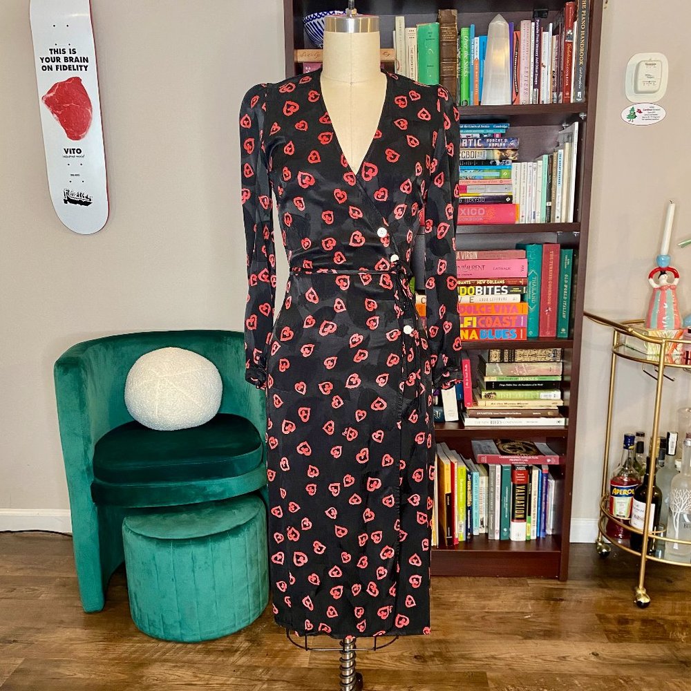 Rouje Paris Heart Pattern Wrap Dress XS S EU 34